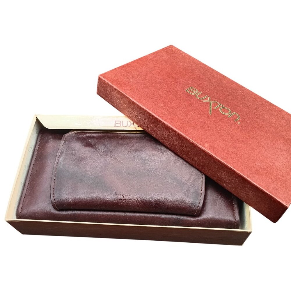 Buxton Vintage Leather Wallet with Built-In Calculator New in Original Box